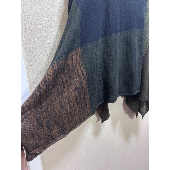 Curio New York Cowlneck Sweater M Pullover Color Block Blk Asymmetric Lagenlook - Picture 4 of 6